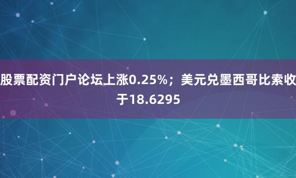 股票配资门户论坛上涨0.25%；美元兑墨西哥比索收于18.6295