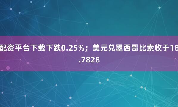 配资平台下载下跌0.25%；美元兑墨西哥比索收于18.7828