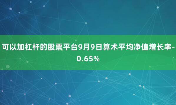 可以加杠杆的股票平台9月9日算术平均净值增长率-0.65%